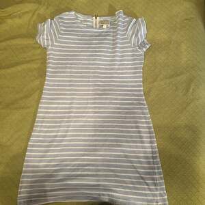 Sail to Sable Blue & White Striped Short Sleeve Shift Dress